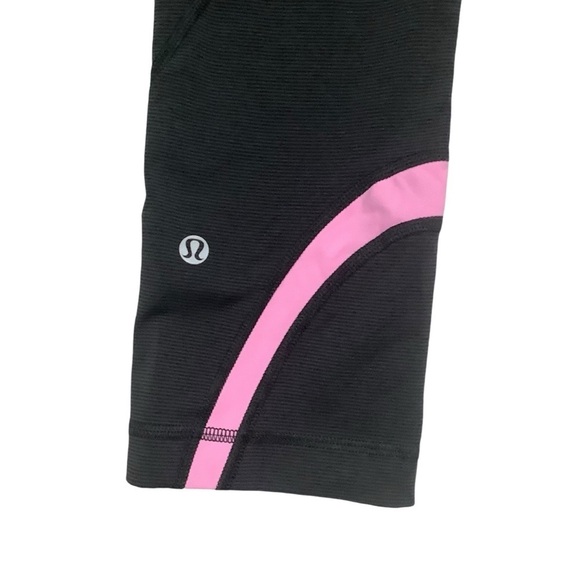 Lululemon Run: Inspire Crop II Sz 6 Black/White/Paris Pink - Picture 10 of 12